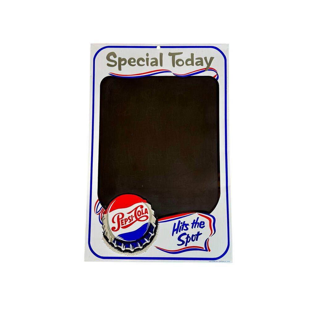 PEPSI COLA CHALKBOARD SPECIAL TODAY HITS THE SPOT CAP TIN METAL SIGN EMBOSSED